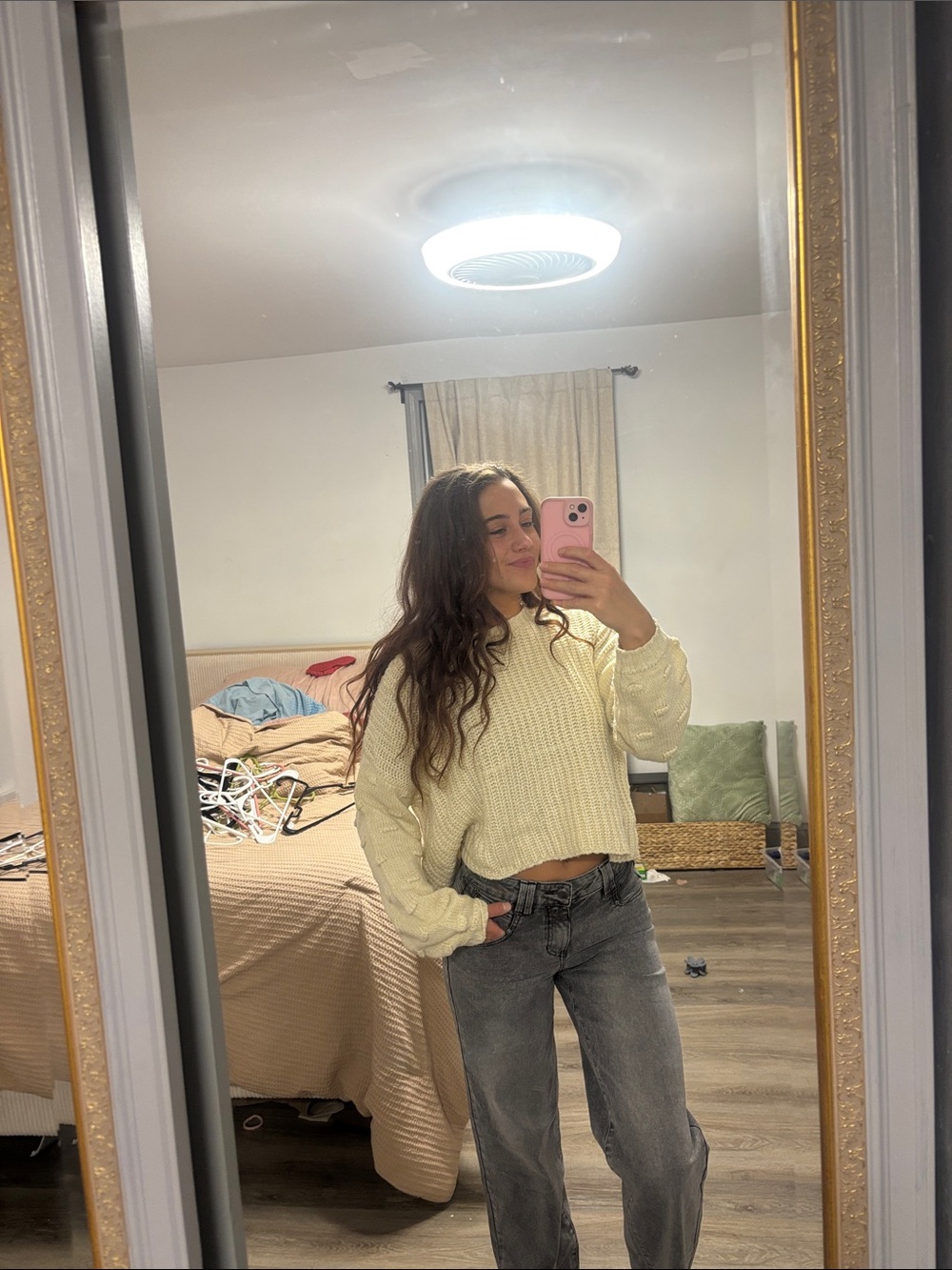 moon & madison Cream Off-the-Shoulder Knit Sweater